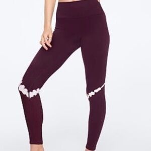 PINK Victoria's Secret Maroon and White Leggings